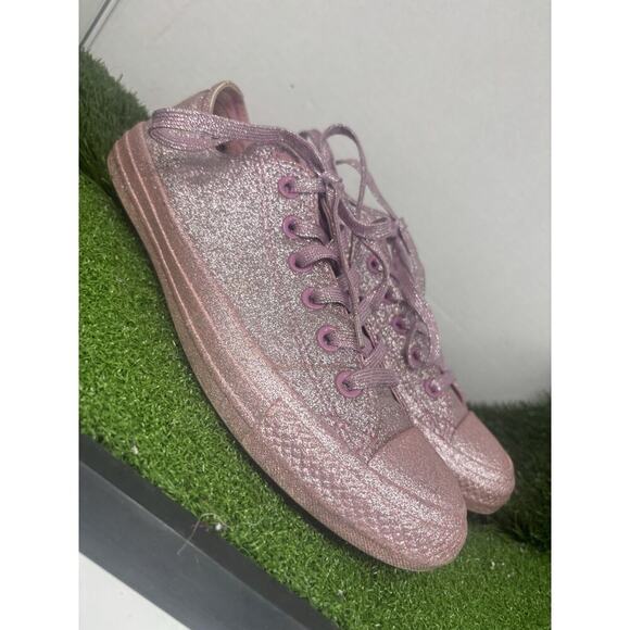 Women’s 9 Converse Chuck Taylor All Star OX Pink Glitter Shoes 162993C - Picture 4 of 7